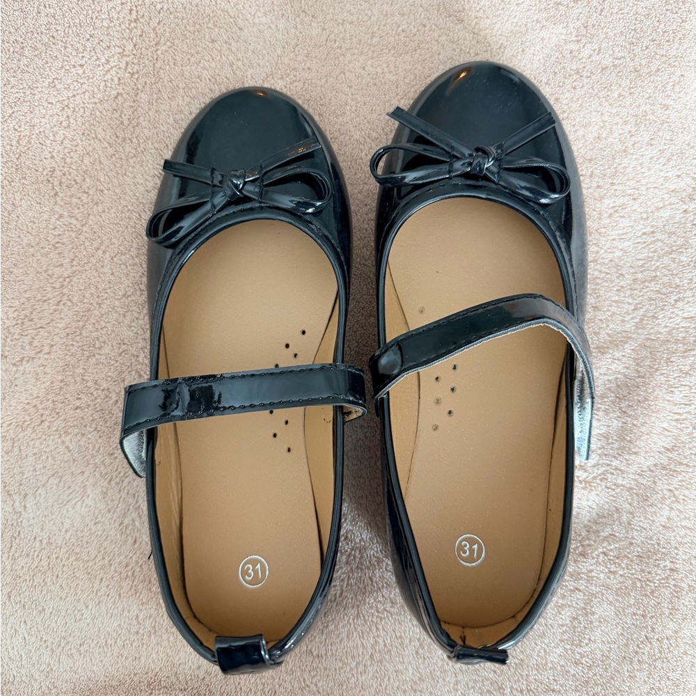 Chic Black Patent Kids Dress Shoes with Bow